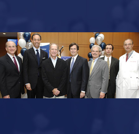 Michael Donahue, Jefferson’s first liver transplant recipient, and Jefferson faculty at the 25th commemoration of Jefferson’s first liver transplant