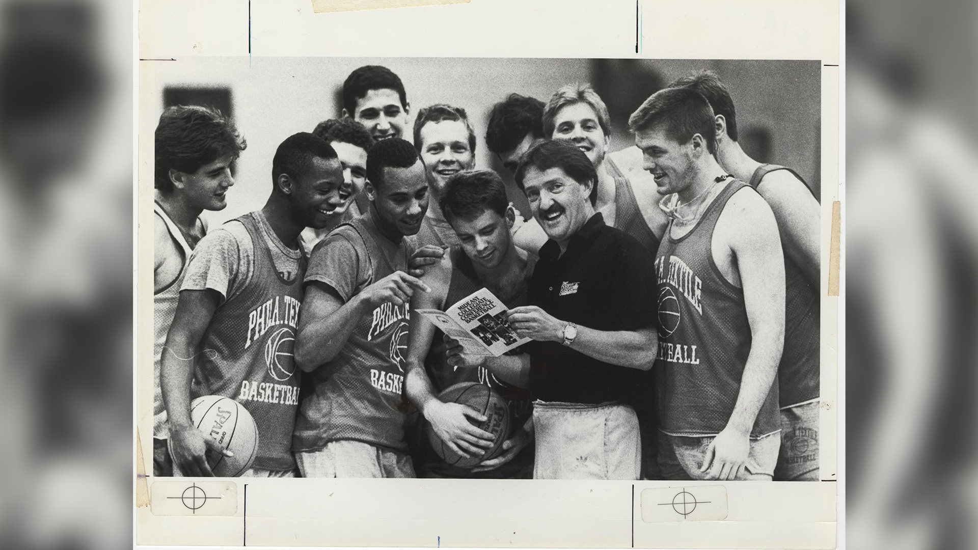 Herb Magee with the basketball team. circa 1990