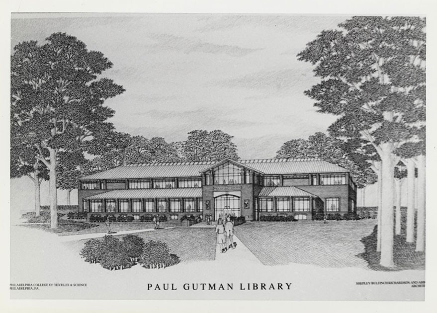 Architect's rendering of Paul J. Gutman Library, circa 1992.