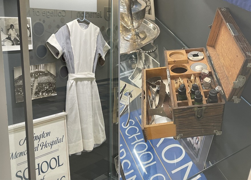 Historical relics are on display at the College of Nursing's Dixon Campus.