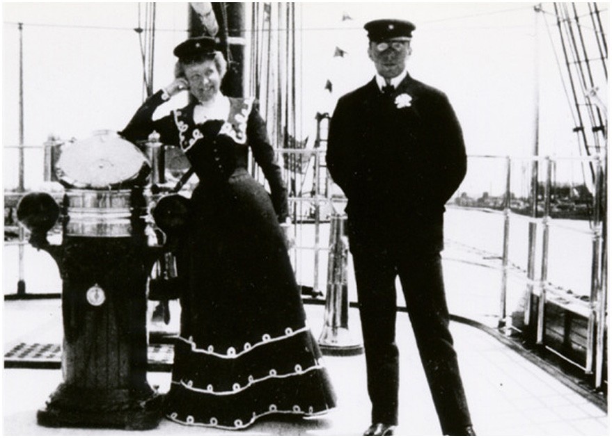 Charlotte and son Thomas Cardeza aboard their steam yacht Eleanor, circa 1900