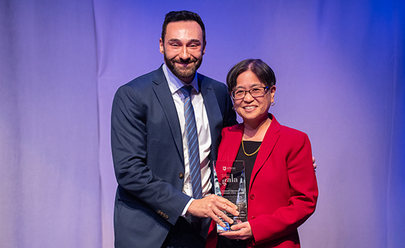 Dr. Cindy Hou was presented with the Faegre Drinker Healthcare Hero at the 21st Annual Jefferson Gala in December 2023.